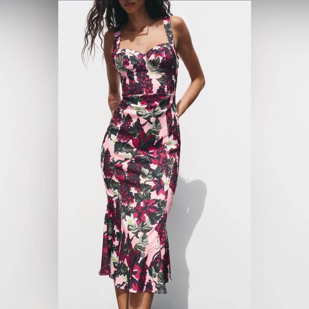 Zara Godet Floral Dress